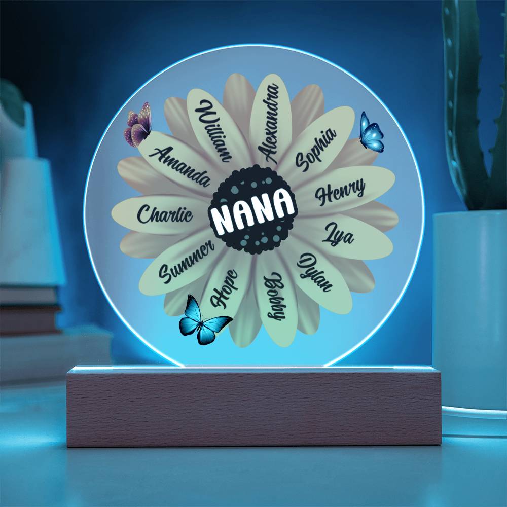 Sunflower | Grandma | Nana | Memaw | Gigi - Circle Acrylic Plaque