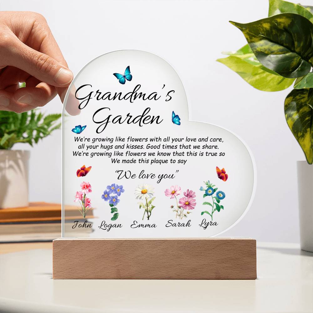 Grandma's Garden - Printed Heart Acrylic Plaque