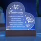 1st Anniversary - Printed Heart Acrylic Plaque