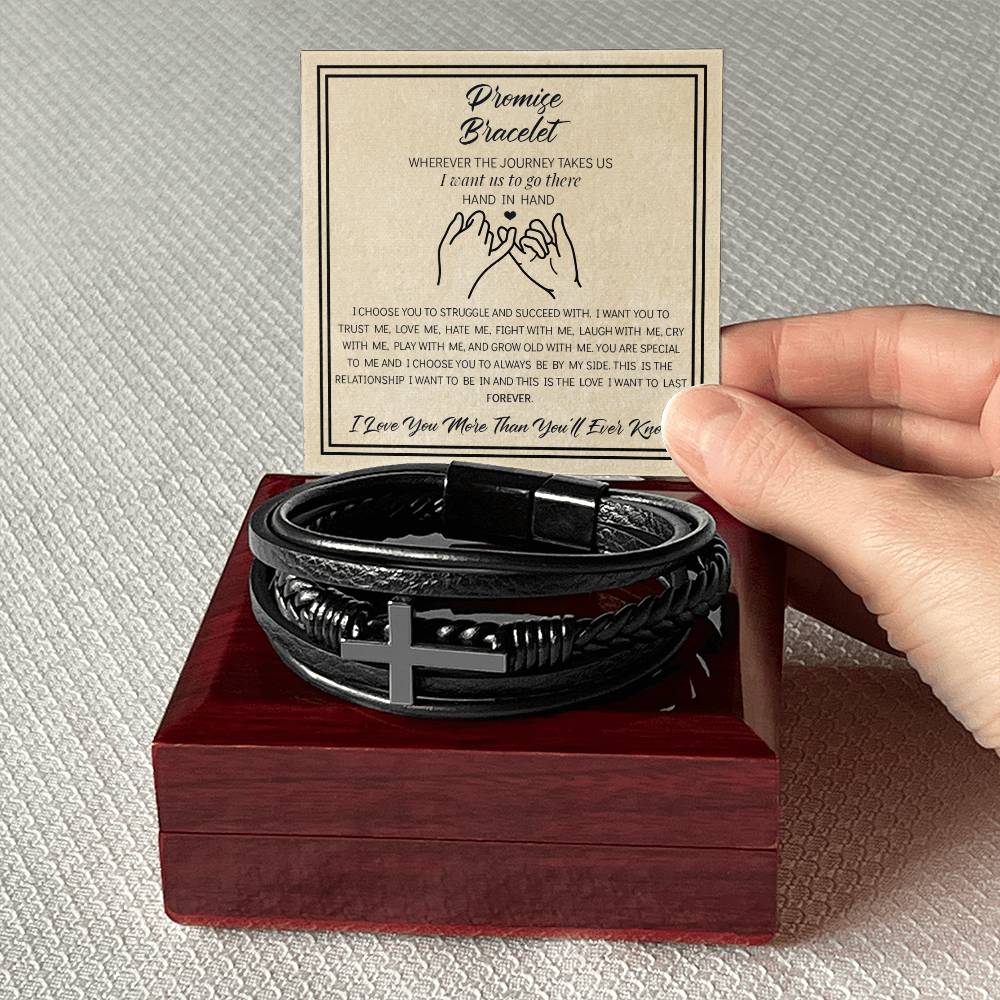 Promise - Men's Cross Leather Bracelet