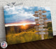 Grassfield and Sunset Family Names Signpost Canvas Print | Personalized Framed Canvas Art