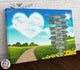 Heart Cloud Pathwalk Family Names Signpost Canvas Print | Personalized Framed Canvas Art